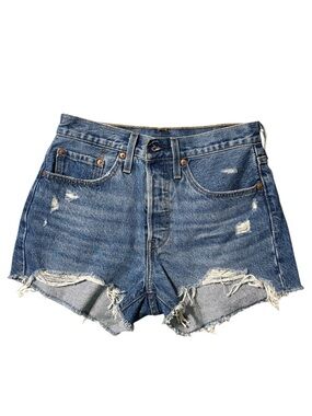 Levi's Distressed Cutoff Denim Shorts - Faded Blue